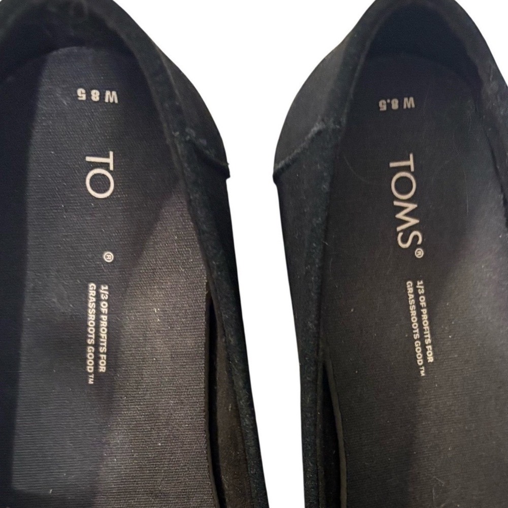 TOMS‎ Black Suede Alpargata Flats with Braided Multi Color Midsole Womens 8.5 - Picture 4 of 6